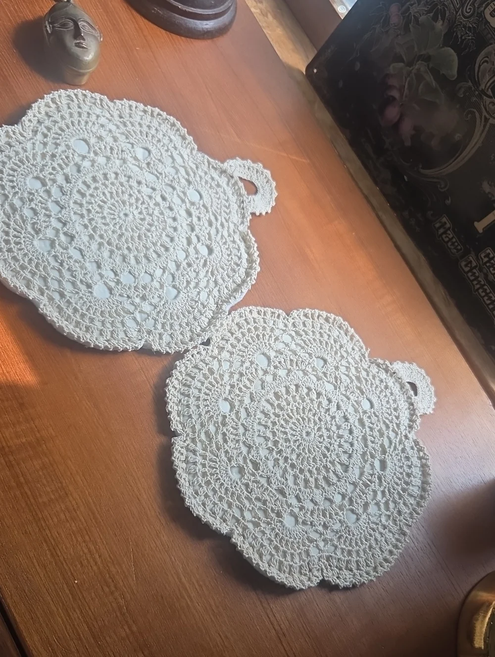 Laura Ashley Crochet Potholders - Set of 2 Cream